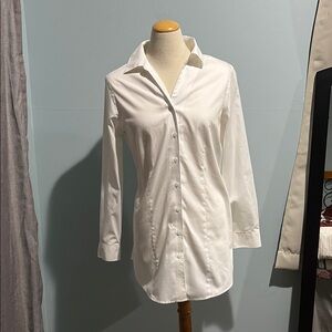 Chico's White Blouse Crisp Cotton Relaxed Fit